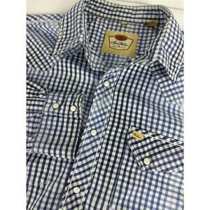 Larry Mahan Cowboy Collection XL Blue Gingham Check Pearl Snap Western Shirt